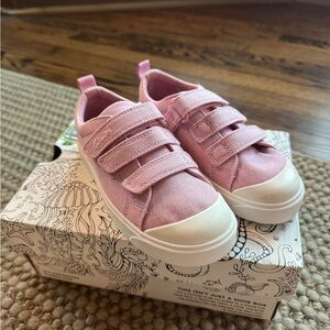 Clarks City Vibe Pink Canvas Triple-Strap Sneakers for Kids